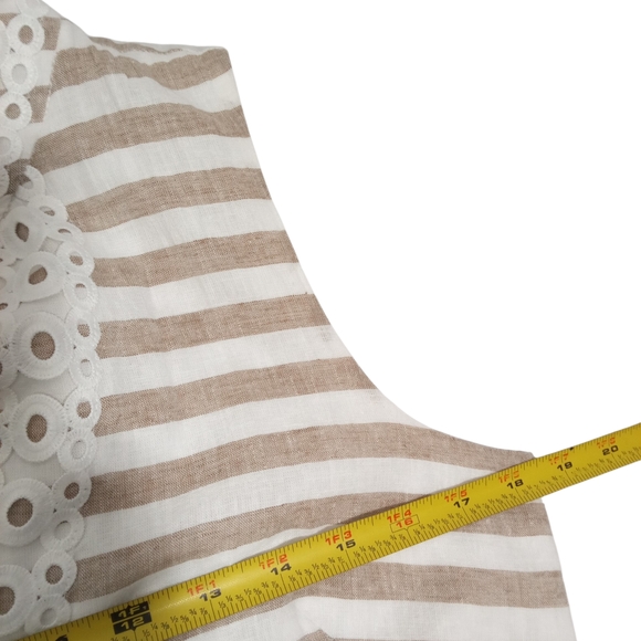 Eliza J Womens Striped Linen V Neck Lace Trim Circle Detail Summer Dress Size 8 - Picture 7 of 10